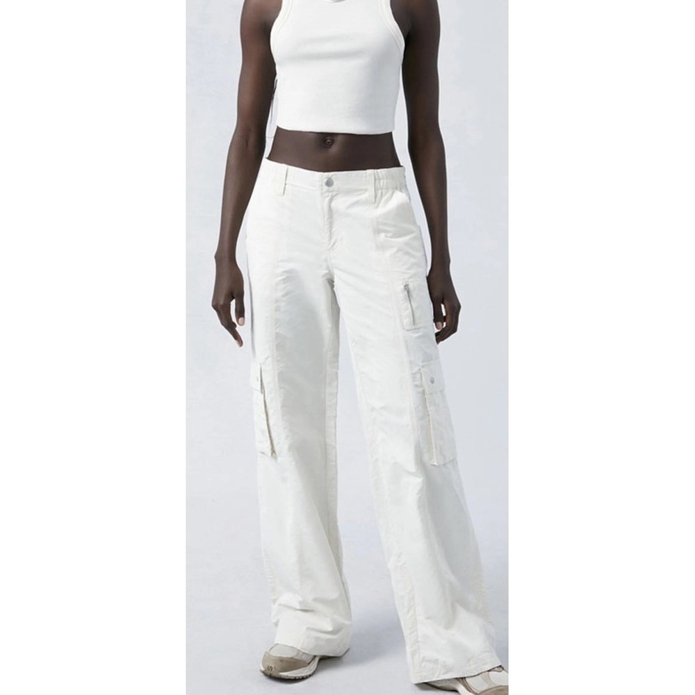 PacSun Women Tan Low Rise Puddle Cargo Pants Size L